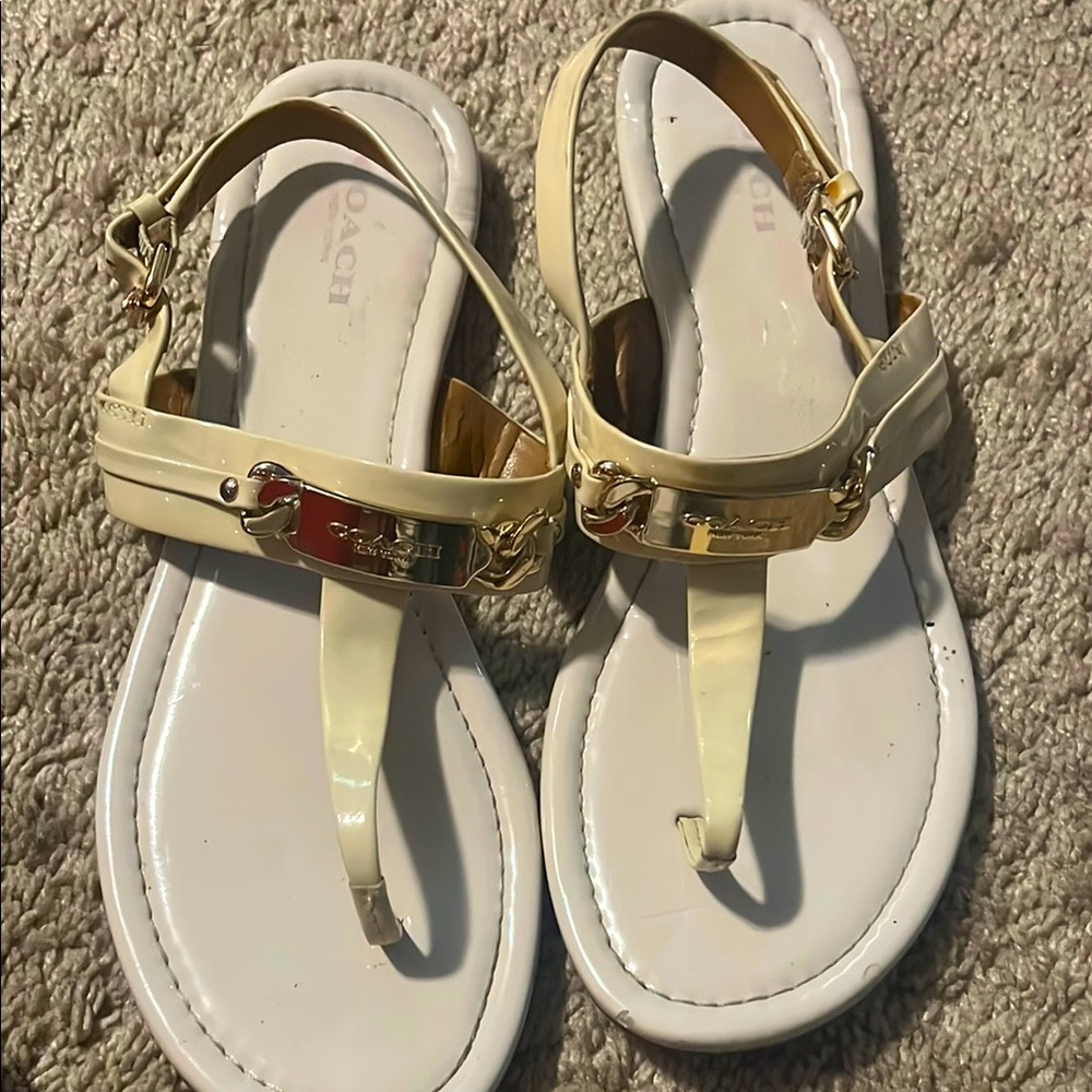 Coach Cream and Gold Sandals
